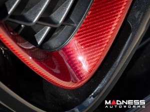 Alfa Romeo Stelvio Front V Shield Grill Frame + Emblem Frame Kit - Carbon Fiber - QV Model - Red Candy